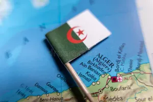 Algeria comes onto the map.